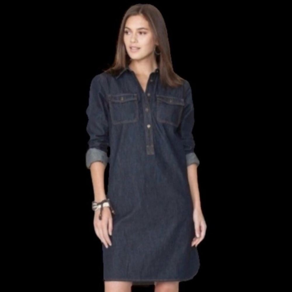 Chaps women’s size medium Park city, long sleeve denim shirt‎ dress
